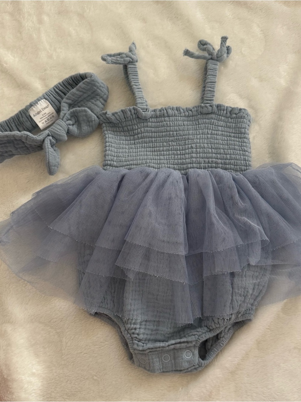 Angel Dear Textured Knit Baby Romper